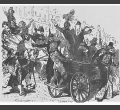 La Courtille au matin du mercredi des Cendres. Dessin de Salesinger (gravé par Lacoste aîné) pour illustrer l'ouvrage collectif « Les Rues de Paris » (1844), sous la direction de Louis Lurine.