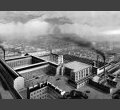 Vue idéalisée de l'usine Continsouza sur les hauteurs de Belleville en 1914. © DR