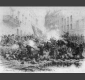 Combat dans la rue de Ménilmontant (Oberkampf) le 25 juin. Dessin de Lehnert. BNF, Gallica